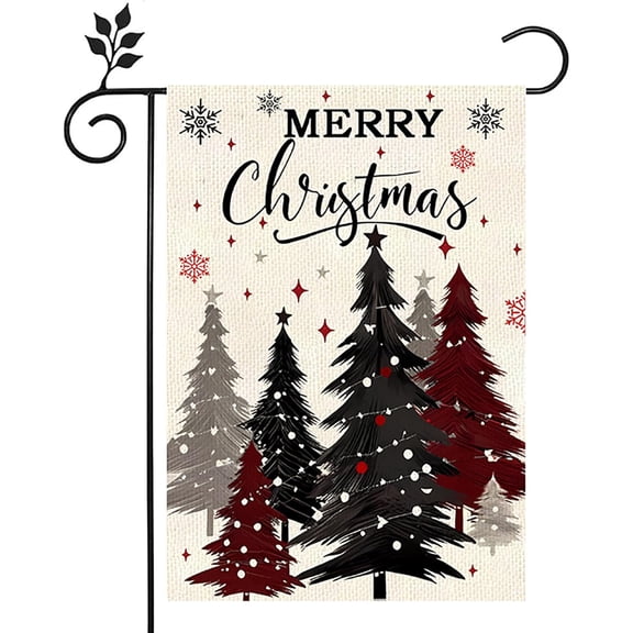 Snowflake Christmas Tree Garden Flag 12x18 Inch Double Sided Merry Christmas Winter Holiday Yard Decor