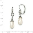 thumbnail image 2 of FB Jewels Silver-tone White Crystal Simulated Pearl Pear Leverback Earrings, 2 of 2