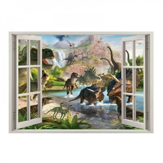Kiddle 3D Watercolour Dinosaur Kids Wall Stickers, Peel And Stick Removable Wall Decals For Kids