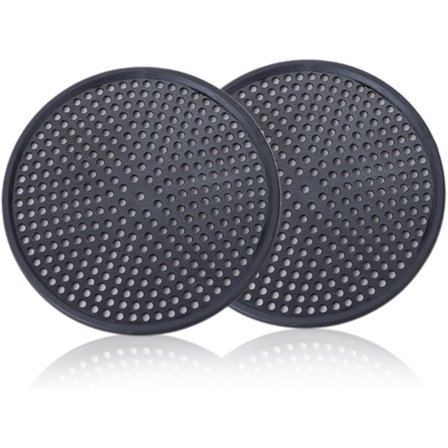 2PCS Shower Drain Hair Catcher/Strainer, Stopper for Stall Drain/Bathroom Floor Drain, Stainless Steel and Silicone Shield (4.7 inch) (Black) Black