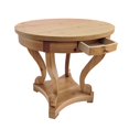 thumbnail image 4 of Farmhouse Round Dining Table, Small Curved Leg Side Table with Drawers, Distressed Wood End Table Coffee Table for Dinette Kitchen, Natural Wood Grain, 4 of 9