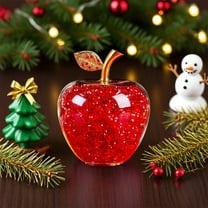 Personalized Crystal Apple Ornament, Glass Christmas Gift, Red Decorative Apple for Home, Festive Holiday Decor,Vsgery