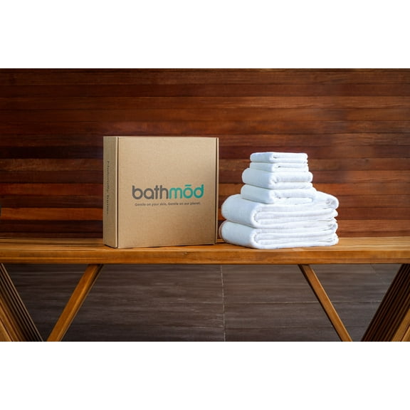 Luxury Bath Set - 6 Pieces, Ultra Plush, GOTS Certified Organic Turkish Cotton Towels - 2 Bath, 2 Hand, 2 Washcloths - Hotel Quality, White