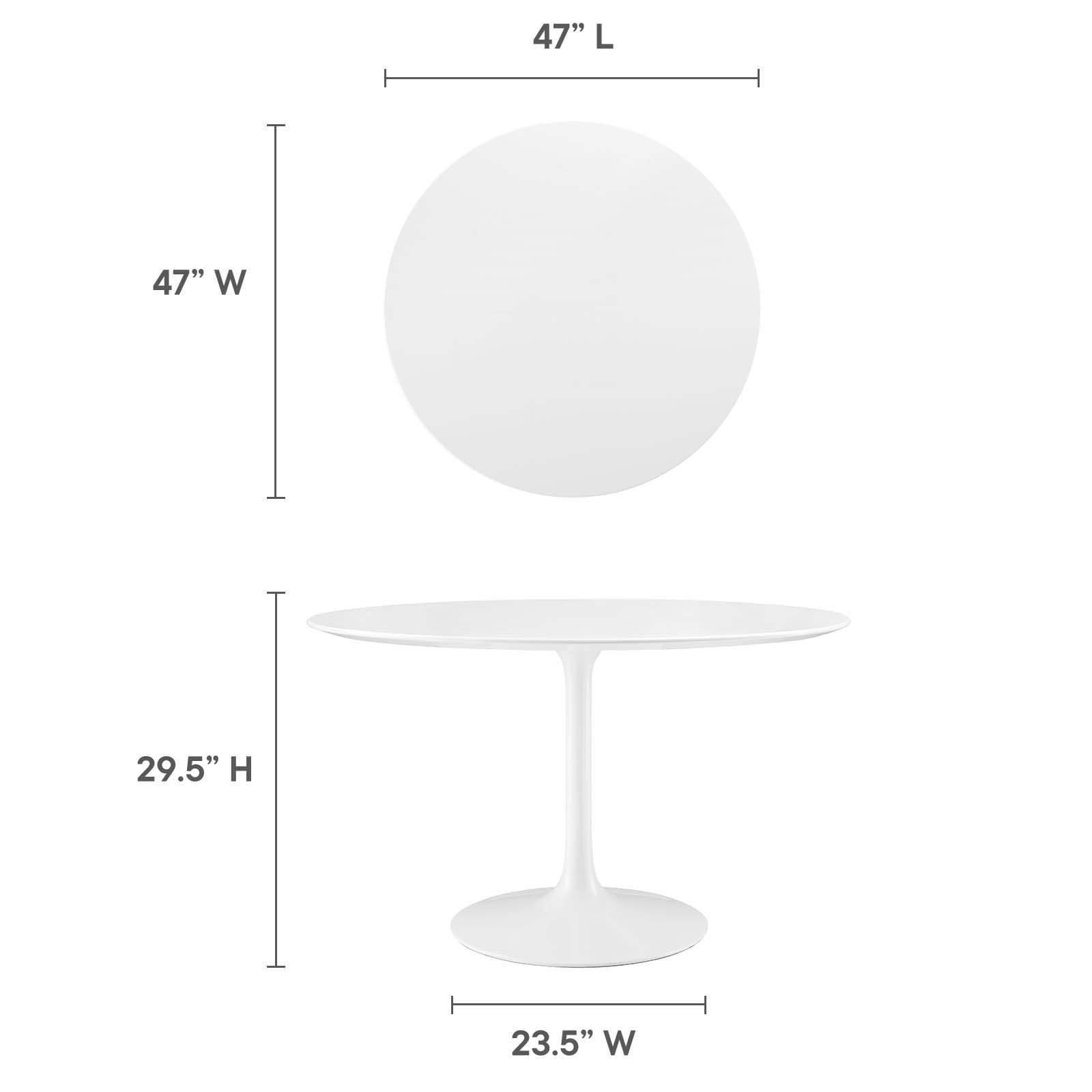 Modway Lippa 47" Round Modern Wood Top Dining Table in White
