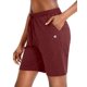 thumbnail image 3 of G Gradual Bermudas para mujer, pantalones cortos de punto con bolsillos profundos, pantalones cortos largos de 7 pulgadas para mujer, para caminar, atletismo (rojo oscuro, extragrande), 3 of 5