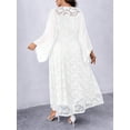 thumbnail image 2 of White Lace Maxi Dress With Bell Sleeves And Round Neck For Women, 2 of 5