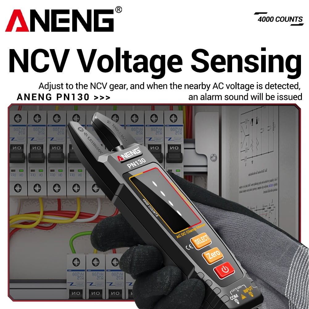 4000 Counts Clamp Meter Multimeter - NCV Amp Ohm Volt Tester with U-Shaped Jaw, Measures AC/DC Current, Voltage, Capacitance, Resistance, Continuity, Frequency, Backlight, Electrician Tools