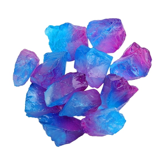 Purple and Blue Decorative Crystal Stones with Dual-Color Finish, Assorted Pieces, for Aquarium and Terrarium, Decoration
