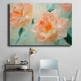 thumbnail image 4 of Mudket Framed Canvas Wall Art Blush Peach Peony Flower Mint Green Background Prints Wall Decor Floral Print Ready to Hang for Living Room Bedroom Farmhouse Decor - 12"L x 8"W, 4 of 10