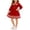 Red, variant on Long Sleeve Knitted Dresses Girls Princess Pleated Sweater Dress Ribbed Cute Fall Winter School Uniforms Navy, Size 5 Y