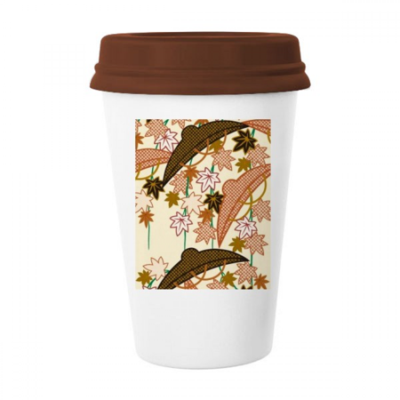 

Painting Japanese Culture Brown Mug Coffee Drinking Glass Pottery Cerac Cup Lid