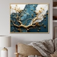 thumbnail image 2 of Designart "Ancient Treasures Gold and Emerald Bonsai I" Extra Large Floral Framed Wall Art - Traditional Gold Tree Marble Living Room Framed Canvas Art, 2 of 7