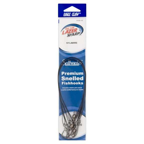 Lazer Sharp 9135-1/0 Saltwater Nylawire Premium Snelled Sz 1/0, 5 Count