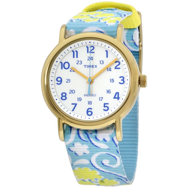 Women's Weekender Watch, Blue Swirl Nylon SlipThru Strap