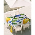 thumbnail image 3 of 60x84 Inch Outdoor Tablecloth with Umbrella Hole Zipper Rectangle Yellow Lemon Rectangular Tablecloths Outside Waterproof Blue Flower Botanical Blossom Motif Spring Patio Table Cover for Picnic Party, 3 of 8