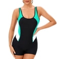 thumbnail image 2 of Women's Sleeveless One Piece Wetsuit Conservative Sexy Backless Swimsuit with Removable Bra Pads for Swimming Vacation,Green,3XL, 2 of 6