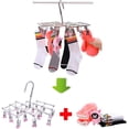 thumbnail image 3 of Acier Inoxydable Rouge(rouge, 18-pinces) Etendoir,schoirs Pliables Cintre,suspension Schage Rack,coupe-vent,18 Pinces Pour Sous-vtements Chaussettes, 3 of 5