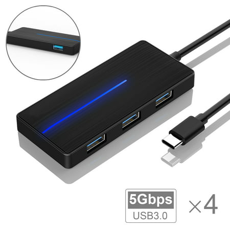 KOOTION USB C Hub, USB Type-C Adapter with 4 USB 3.0 Ports for MacBook Pro, Google Chromebook Pixel and More USB C Device,