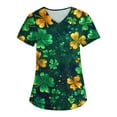 thumbnail image 4 of Gamivast Plus Size St Patricks Day Women Scrubs s Clover Graphic V-Neck Short Sleeve Nursing Scrubs Lightweight Scrubs s Funny Print Medical Top Workwear, 4 of 5