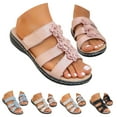 thumbnail image 5 of Wedge Slipper Sandals for Women 2025 Beach Boho Summer Flower Open Toe Dress Slides Ladies Low Heel Slip on, 5 of 7