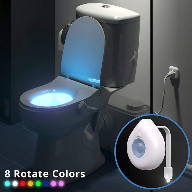 Veilleuse de toilette Silent Venus (8 couleurs LED) – Lumière de siège de  toilette avec détecteur de mouvement – Lumière de cuvette lumineuse – Siège  de toilette lumineux – Lampe de toilette