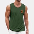 thumbnail image 3 of Men's Summer Hawaiian Printed Surf Beach Tank Top, Casual Loose Breathable Sleeveless Shirt, Dark Green, XL, 3 of 6