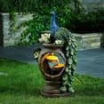 thumbnail image 6 of LuxenHome Resin Peacock and Urn Statue Outdoor Fountain with LED Lights, 6 of 9