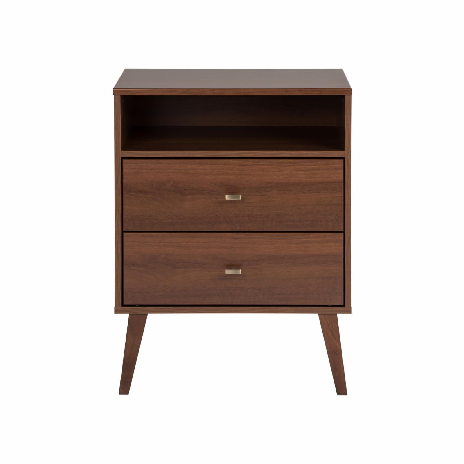 Prepac Milo MidCentury Modern 2Drawer Nightstand, 16"D x 22.5"W x 29.