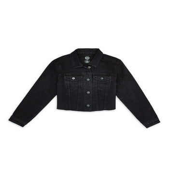 Wonder Nation Girls Washed Black Denim Jacket, Sizes 4-18 & Plus