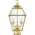 thumbnail image 6 of 9 inch 2 Light Polished Brass Outdoor Post Lantern Pendant Lighting Fixture with Clear Beveled Glass Shade backed with Hand Crafted Solid Brass material for patio, front porch, entryway and more, 6 of 7