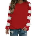 thumbnail image 4 of asdoklhq Shirts for Women Winter Christmas Round Neck Hoodless Raglan Sleeve Long Sleeve Sweater Top Red L, 4 of 5