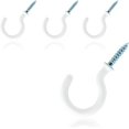 thumbnail image 1 of PHITUODA 50Pcs 7/8-Inch Cup Hooks Ceiling Hooks, Plastic-Covered Metal Screw-in Hooks, White, 1 of 7