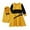 Yellow, variant on VERUGU Girls' Clothing Sets Muslim Long Dress Girls' Long Sleeve Round Neck Patchwork Color Long Dress Headband Cover Two-Piece Set
