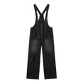 thumbnail image 4 of Women's Denim Overalls, Adjustable Zipper Jumpsuit, Wash Blue Cowboy Bib Pants, Loose Fit Casual One-Piece For Streetwear Black M, 4 of 6