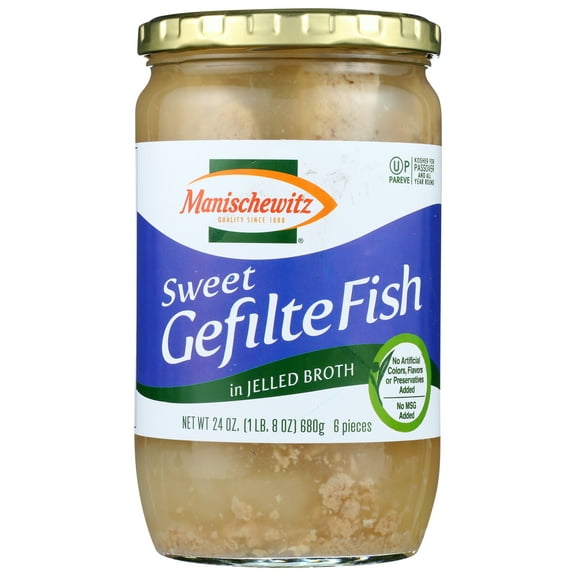 Pack of 6, Manischewitz Sweet Gefilte Fish in Jelled Broth, 24 oz