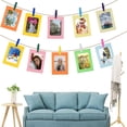 thumbnail image 5 of Marcos de fotos de papel de 30 piezas, marcos de fotos de cartón coloridos, marcos de fotos de papel Kraft para fotos de 5' con mini clips de madera y cordeles para el hogar Rojo Verde Cocina, Decoración y Otros, 5 of 5