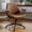 Brown, variant on Genpo Mid Century Modern Office Desk Chair with Arms, Cognac Brown Faux Leather Computer Chair, Height Adjustable Vintage Swivel Task Chair for Home Office