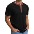 thumbnail image 4 of GENTS BLISS Henley Men Shirts Short Sleeve T shirts for Men Crew Neck Color Block Men Shirts, 4 of 8