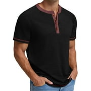 GENTS BLISS Henley Men Shirts Short Sleeve T shirts for Men Crew Neck Color Block Men Shirts