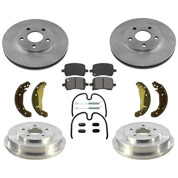 Fits For 09-11 HHR With Front Disc Rotors & 5 Lug Drums W Ceramic Pads Shoes 7pc