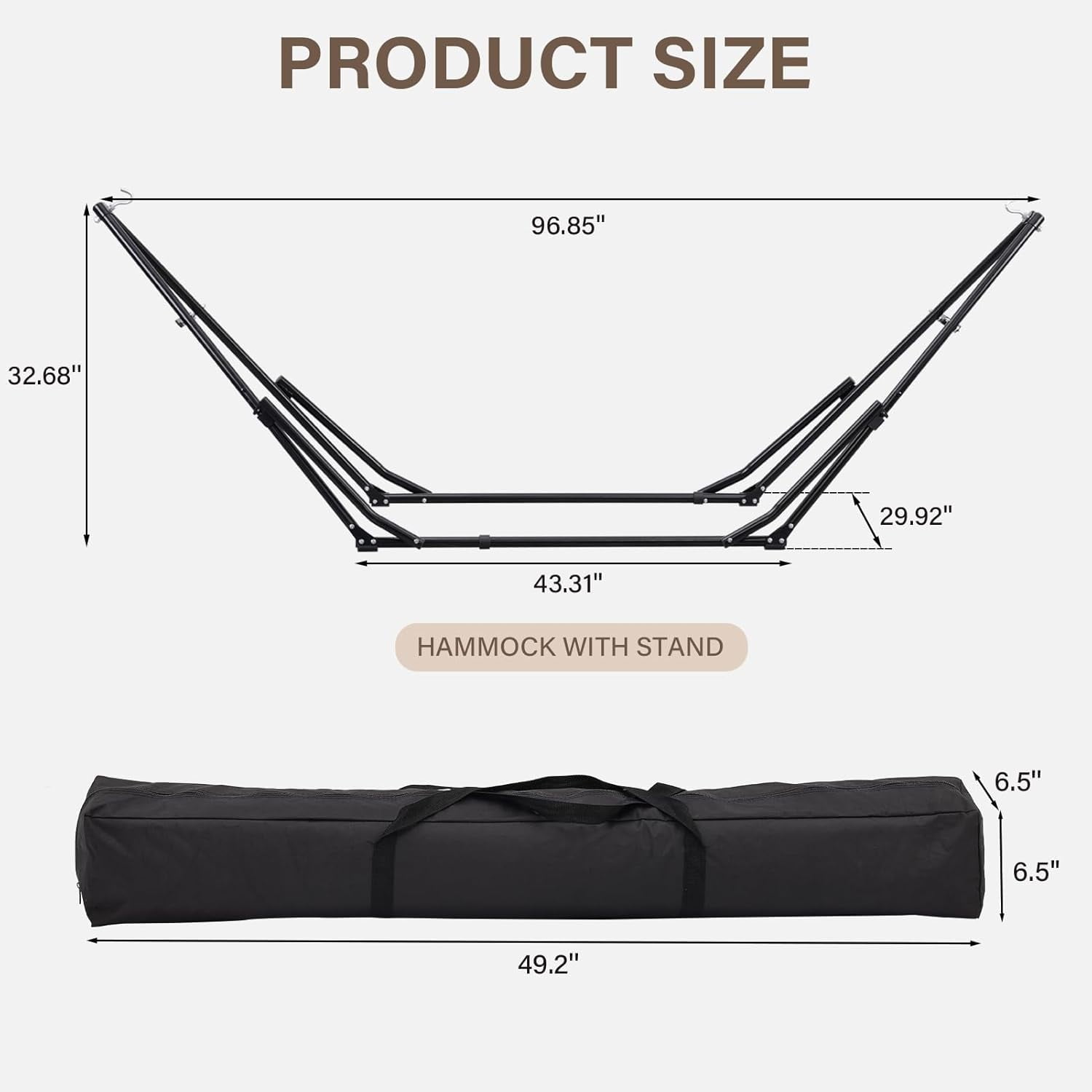 2 in 1 Hammock with Stand, Outdoor Hammock Swing Chair with Portable Heavy Duty Stand, Multi-Functional Hammock Stand 480 lbs Weight Capacit-Coffee