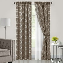 Achim Bombay Indoor Polyester Light Filtering Geometric Curtain Panel, Brown, 52-in W x 63-in L