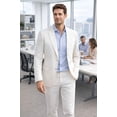 thumbnail image 4 of Men's Modern Fit Linen Cotton Suit, 2-Piece Summer Set with Bonus Dress Socks – White 42S, 4 of 5