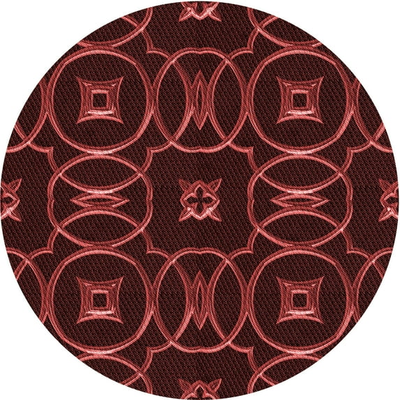 Ahgly Company Indoor Round Patterned FireBrick Red Area Rugs, 8' Round