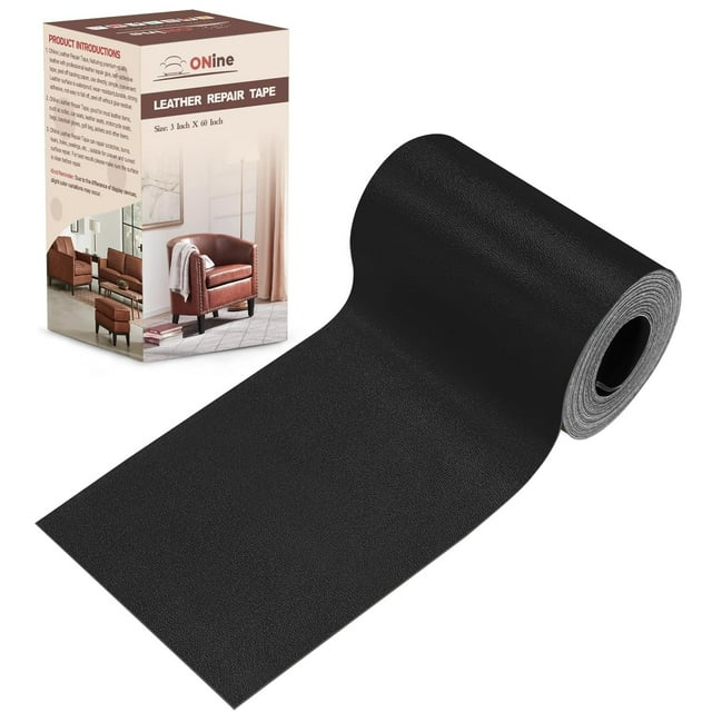 Cinta de reparación de cuero ONine 7,5 x 152 cm negra, grano fino