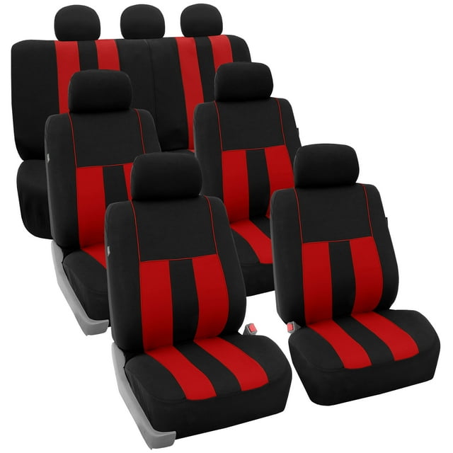 FH Group Universal Fit Seat Covers for SUV, Sedan, Van , Airbag Compatible, Split Bench Rear Seat - 7 Seaters Red
