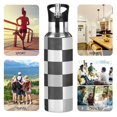 thumbnail image 7 of Yayeee 33oz Insulated Water Bottle Double Wall Stainless Steel with Flip Straw Lid, Black and Gray Plaid Pattern, 7 of 7