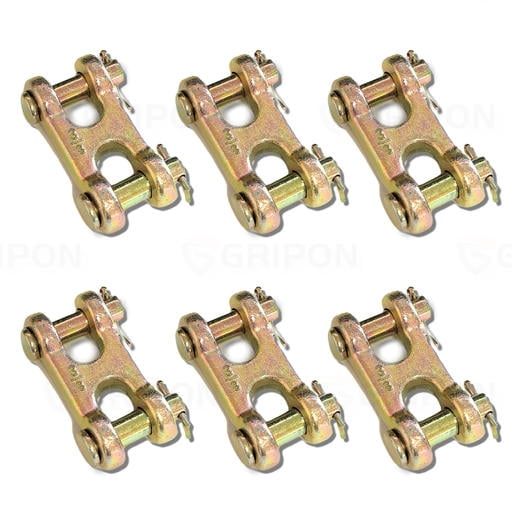 GRIPON (Pack of 6) 3/8 Inch Safety Chain Repair Link Twin Clevis 6600