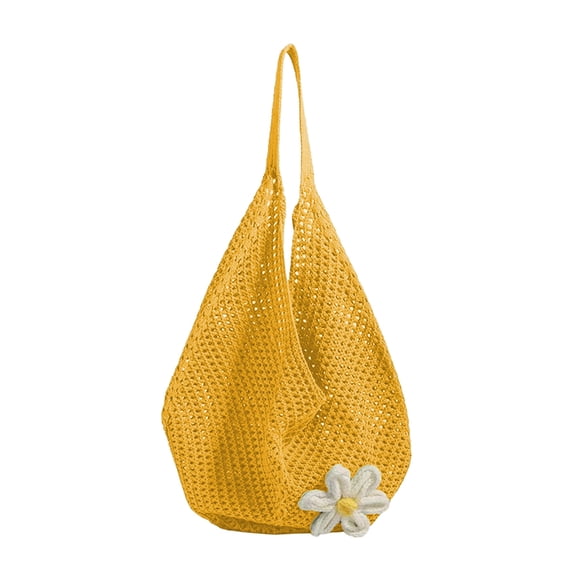 Dvumao Grass Woven Tote Bag, Handmade Knitted Beach Bag, Large Capacity Summer Shoulder Bag for Vacation & Daily Use