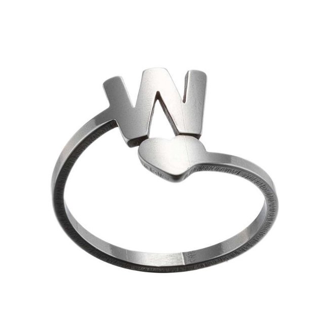 Weiqiqre Vente Mode 26 Lettres Anglaises Bagues Ouvertes Acier Inoxydable Bijoux Rétro Gir1s